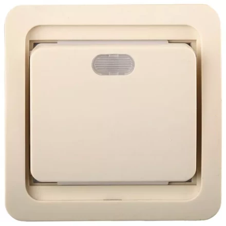 Выключатель СВЕТОЗАР &quot;ГАММА&quot; одноклавишный, с подсветкой, цвет бежевый, 10А/~250В SV-54131-B купить в Ханты-Мансийске