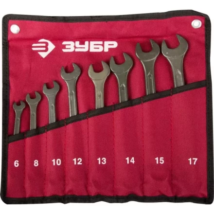 Набор ЗУБР Ключи комбинированные, серия &quot;Т-80&quot;, хромованадиевая сталь, зелёный цинк, 6-17мм, 8шт 27025-H8 купить в Ханты-Мансийске
