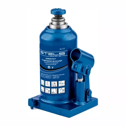 Домкрат гидравлический бутылочный телескопический 6 т h подъема 170–420 мм  STELS 51117 купить в Ханты-Мансийске