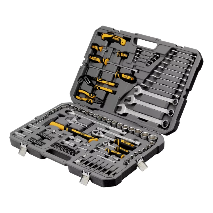 Набор инструментов Denzel 15804, 1/2", 1/4", CrV, S2, пластиковый кейс, 122 предмета купить в Ханты-Мансийске