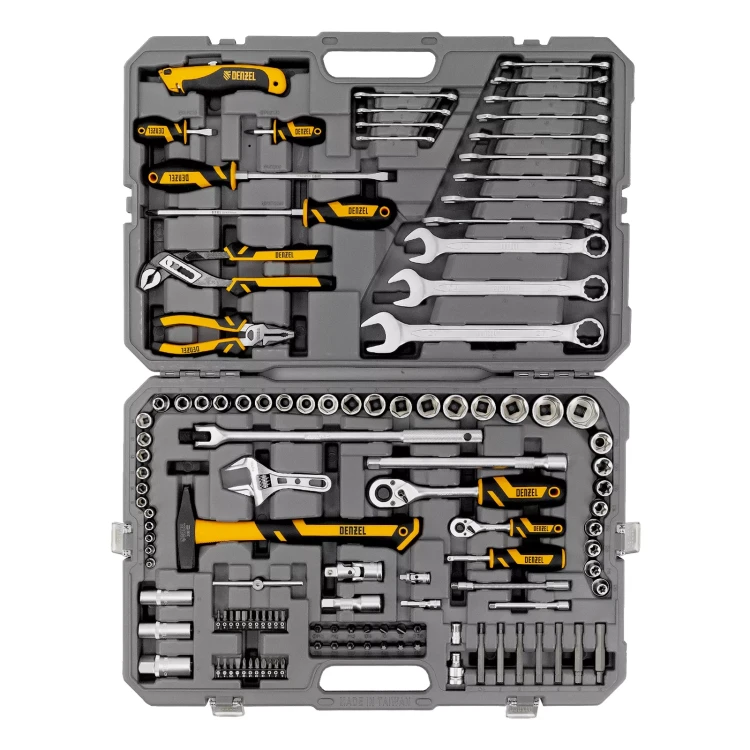 Набор инструментов Denzel 15804, 1/2", 1/4", CrV, S2, пластиковый кейс, 122 предмета купить в Ханты-Мансийске