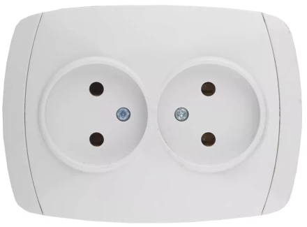 Розетка СВЕТОЗАР &quot;CITY LIGHT&quot; двойная в сборе, без заземления, цвет белый, 16А/~250В SV-54202-W купить в Ханты-Мансийске