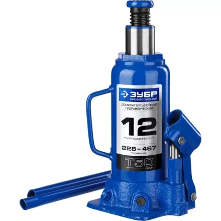 Домкрат гидравлический бутылочный T50, 12т, 228-467мм, ЗУБР Профессионал 43060-12 43060-12_z01 купить в Ханты-Мансийске