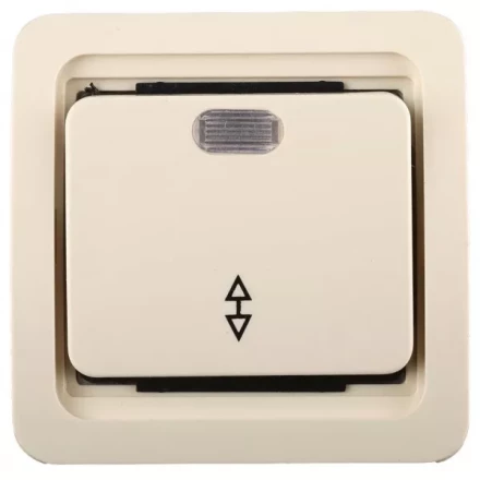 Выключатель СВЕТОЗАР "ГАММА" проходной одноклавишный, с подсветкой, цвет бежевый, 10А/~250В SV-54138-B купить в Ханты-Мансийске