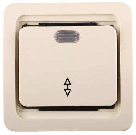 Выключатель СВЕТОЗАР "ГАММА" проходной одноклавишный, с подсветкой, цвет бежевый, 10А/~250В SV-54138-B купить в Ханты-Мансийске