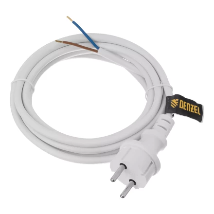 Шнур сетевой Denzel Energy Series, ПВС, 3 м, 2 x 1,5 мм, с неразборной вилкой, белый, 3 м, 37672 купить в Ханты-Мансийске