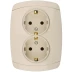 Розетка СВЕТОЗАР &quot;CITY LIGHT&quot; двойная в сборе, с заземлением, цвет бежевый, 16А/~250В SV-54207-B купить в Ханты-Мансийске
