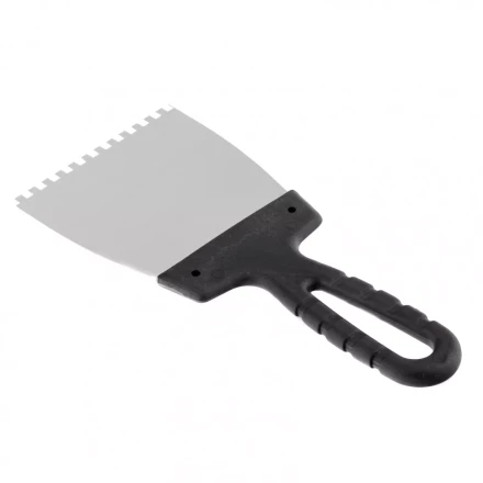 Шпатель из нержавеющей стали 100 мм зуб 4 х 4 мм пластмассовая ручка Россия 85138 купить в Ханты-Мансийске