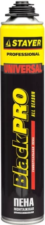 Пена "BlackPRO" профессиональная, монтажная, пистолетная, всесезонная, 750мл, STAYER 41135 купить в Ханты-Мансийске