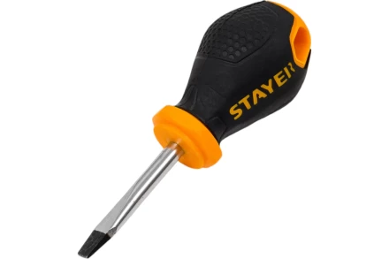 Отвертка STAYER "MASTER", двухкомпонентная рукоятка, магнитный наконечник, "STUBBY" ( бочка ), SL4,7x38мм 2509-38-4.7_z03 купить в Ханты-Мансийске
