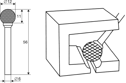 Борфреза Сферическая D 6х12 Энкор 21706 купить в Ханты-Мансийске