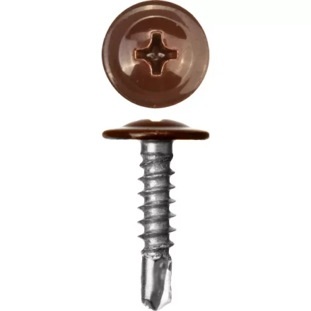 Саморезы ЗУБР с прессшайбой и сверлом по листовому металлу до 2мм, окрашенные в RAL-8017, PH2, 4,2х19мм, 450шт 300211-42-019-8017 купить в Ханты-Мансийске