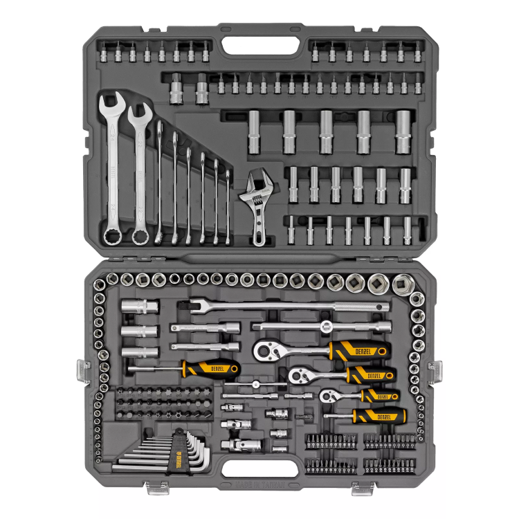 Набор инструментов Denzel 15807, 1/2", 1/4", 3/8", CrV, S2, пластиковый кейс, 216 предметов купить в Ханты-Мансийске