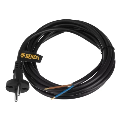 Шнур сетевой Denzel Energy Series, ПВС, 3 м, 2 x 1,5 мм, с неразборной вилкой, черный, 3 м, 37673