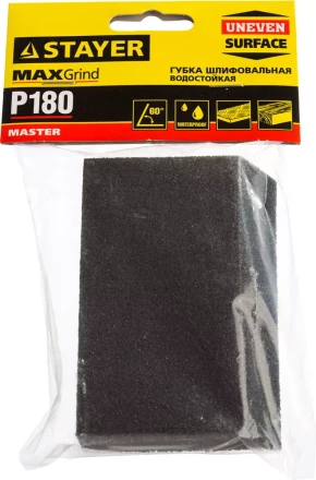 Губка шлифовальная STAYER "MASTER" угловая, зерно - оксид алюминия, Р180, 100 x 68 x 42 x 26 мм, средняя жесткость 3561-180 купить в Ханты-Мансийске