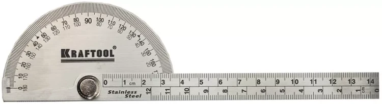 Транспортир KRAFTOOL с линейкой из нержавеющей стали, 200мм 34290 купить в Ханты-Мансийске