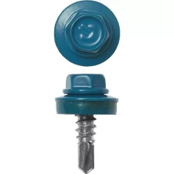 Саморезы ЗУБР окраш., RAL 5009 небесно-голуб., для крепл. кров. матер. к металл. констр., 5.5x25мм, 420шт 4-300315-55-025-5009