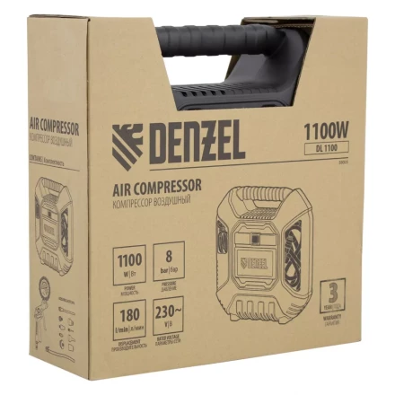 Компрессор воздушный DL1100 1.1 кВт, 180 л/мин, с набором аксессуаров Denzel 58005 купить в Ханты-Мансийске