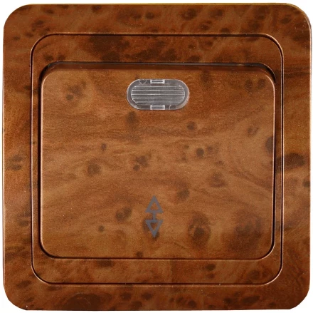 Выключатель СВЕТОЗАР "ГАММА" проходной, с подсветкой, одноклавишный, цвет орех, 10A/~250B SV-54138-N купить в Ханты-Мансийске