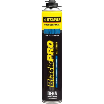 Пена "BlackPRO WINDOW" профессиональная, монтажная, пистолетная, всесезонная, 750мл, STAYER 41136 купить в Ханты-Мансийске