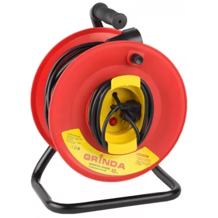 Удлинитель на катушке, 1 гнездо, евророзетка, 50м, заземление, защита от перегрузки, GRINDA 8-43665-50 купить в Ханты-Мансийске