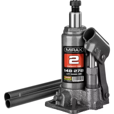 Домкрат гидравлический бутылочный, 2т, 148-278 мм, MIRAX 43260-2 43260-2 купить в Ханты-Мансийске