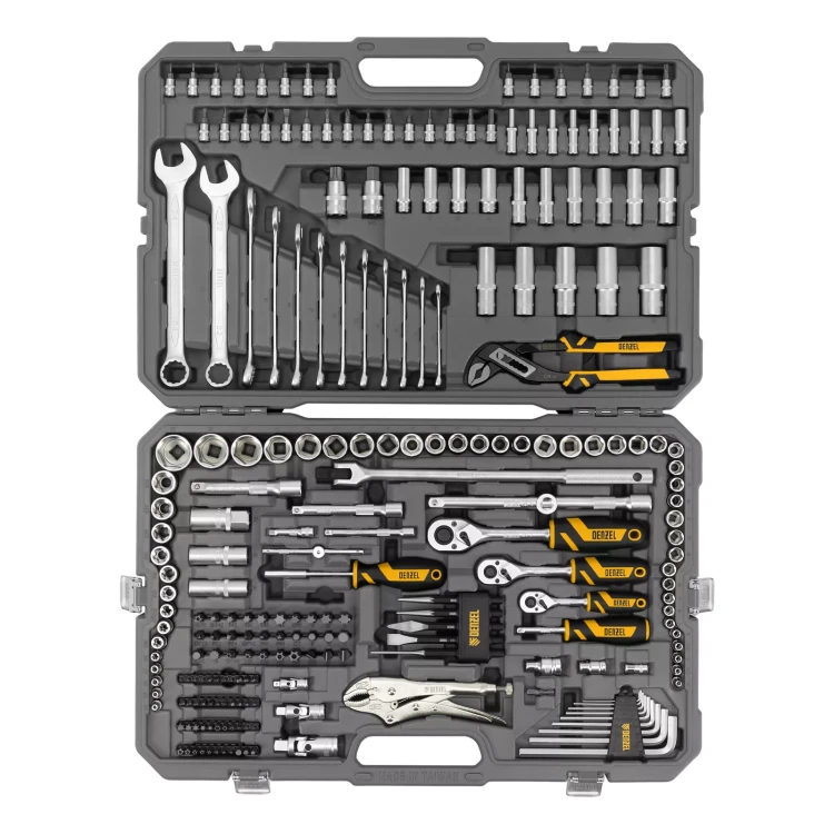 Набор инструментов Denzel 15808, 1/2", 3/8", 1/4", CrV, S2, пластиковый кейс, 232 предмета купить в Ханты-Мансийске