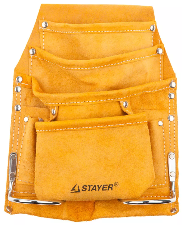 Сумка поясная STAYER "MASTER" для инструментов, кожаная, 8 карманов, 2 скобы 38505 купить в Ханты-Мансийске