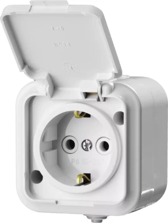 Розетка STAYER &quot;MASTER&quot; &quot;MAXIMA&quot; одноместная, с заземлением, с защитной крышкой, IP54, 16А, 220В 54306-W купить в Ханты-Мансийске