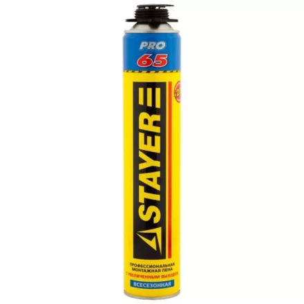 Пена &quot;BlackPRO 65&quot; профессиональная, монтажная, пистолетная, всесезонная, 800мл, STAYER 41137 купить в Ханты-Мансийске