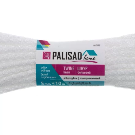 Шнур бельевой полипропиленовый с сердечником, 5 мм, L 10 м, белый, Home Palisad 937075 купить в Ханты-Мансийске