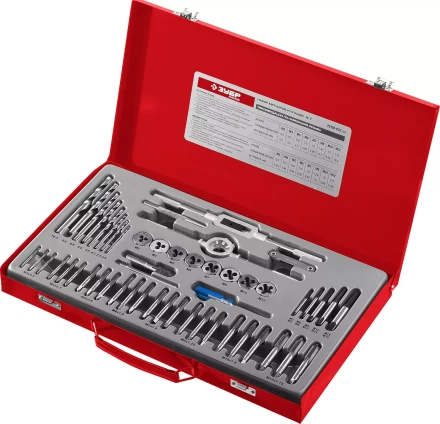 Набор метчиков и плашек ЗУБР &quot;МАСТЕР&quot;, сталь 9ХС, 52 предмета 28130-H52_z01 купить в Ханты-Мансийске