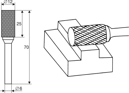 Борфреза Цилиндрическая A 6х12 Энкор 21701 купить в Ханты-Мансийске