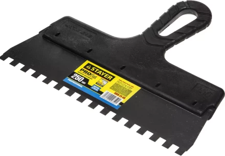 Шпатель STAYER &quot;PROFESSIONAL&quot; нержавеющий зубчатый с пластмассовой ручкой, 250мм, зуб 8х8мм 1009-25-08 купить в Ханты-Мансийске