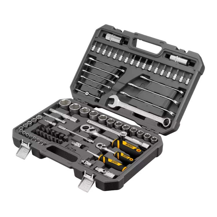 Набор инструментов Denzel, 1/2", 1/4", CrV, S2, пластиковый кейс, 82 предмета 15809 купить в Ханты-Мансийске