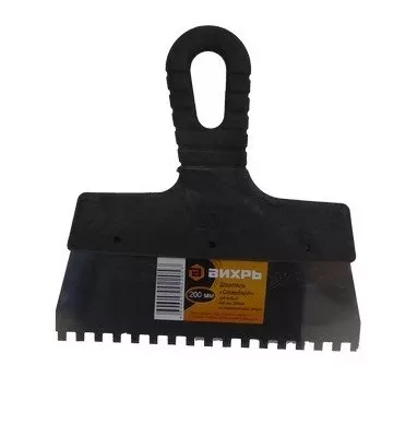 Шпатель зубчатый нержавеющая cталь пластиковая рукоятка 6х6 мм 200мм Вихрь купить в Ханты-Мансийске