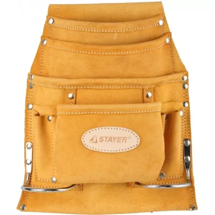 Сумка поясная STAYER PROFESSIONAL для инструментов, кожаная, 10 карманов, 2 скобы 38517 купить в Ханты-Мансийске
