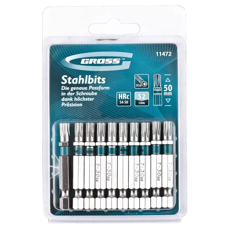 Набор бит TORX 40х50 сталь S2 10 шт GROSS 11473 купить в Ханты-Мансийске