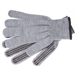 Перчатки трикотажные акрил ПВХгель Протектор серая туча оверлок Сибртех Россия 68662