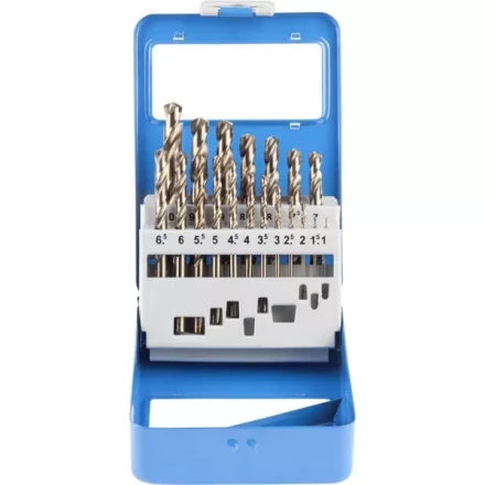 Набор ЗУБР &quot;ЭКСПЕРТ&quot; Свёрла &quot;КОБАЛЬТ&quot; по металлу, быстрорежущая сталь Р6М5К5, в мет. боксе, 1-10мм, 19шт 29626-H19-M купить в Ханты-Мансийске