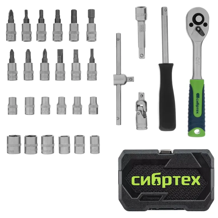Набор инструментов Сибртех 13392, 1/4", пластиковый кейс, 29 предметов купить в Ханты-Мансийске