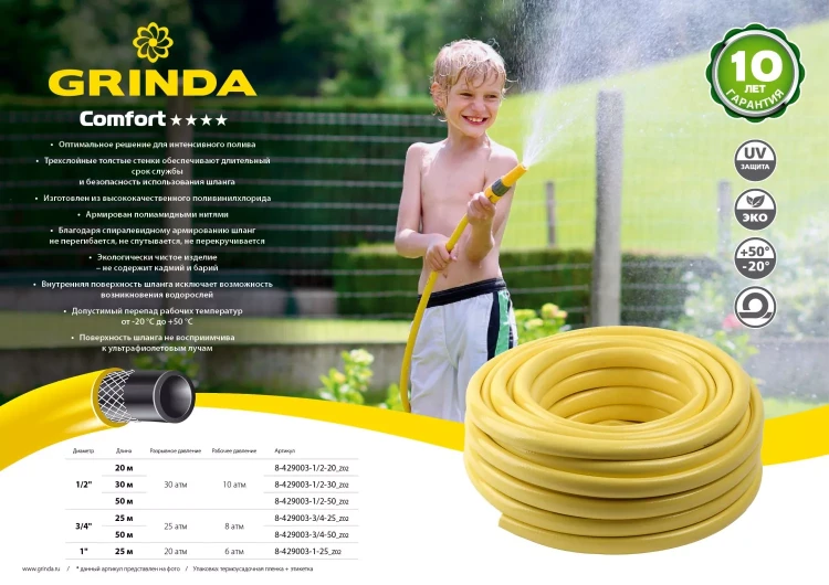 Шланг GRINDA "PROFESSIONAL" поливочный, 20 атм., армированный, 3-х слойный, 1"х25м 8-429003-1-25_z01 купить в Ханты-Мансийске
