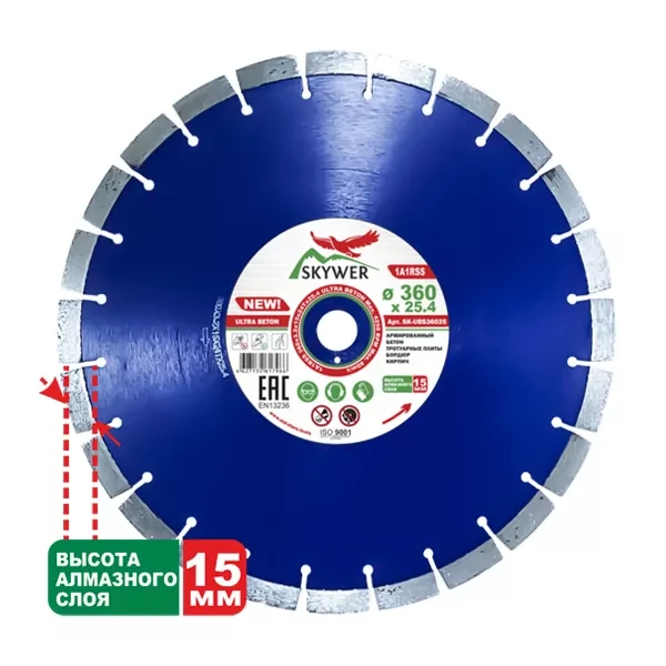 Диск алмазный по бетону 1A1RSS ULTRA BETON SKYWER 360*3,2*15*24T*25,4 mm купить в Ханты-Мансийске