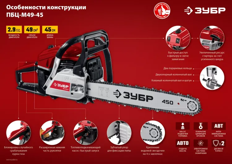 Бензопила ПБЦ-М49-45 серия МАСТЕР купить в Ханты-Мансийске