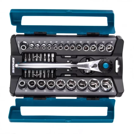 Набор торцевых головок трещотка 120 зубьев 41 предмет 1/2&quot; 1/4&quot; CrV Gross 14143 купить в Ханты-Мансийске