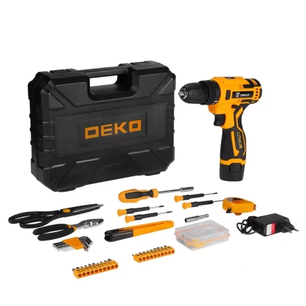 Дрель аккумуляторная DEKO Banger 12V + набор инструмента 93 предмета, 063-4167 купить в Ханты-Мансийске