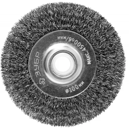 ЗУБР &quot;ПРОФЕССИОНАЛ&quot;. Щетка дисковая для точильно-шлифовального станка, витая стальная проволока 0,3мм, 100х12,7мм 35185-100_z02 купить в Ханты-Мансийске