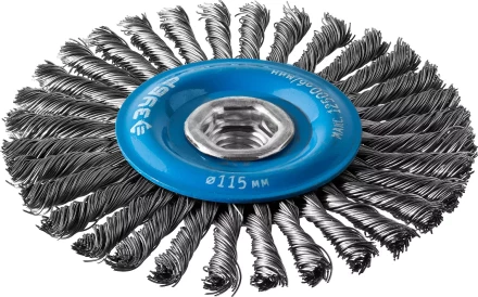 ЗУБР "ПРОФЕССИОНАЛ". Щетка дисковая для УШМ, плетеные пучки стальной проволоки 0,5мм, 115ммхМ14 35192-115_z02 купить в Ханты-Мансийске