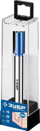 ЗУБР 16 x 30 мм, хвостовик 12 мм, фреза пазовая прямая с нижними подрезателями, Профессионал (28755-16-30) купить в Ханты-Мансийске