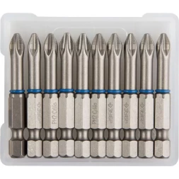 Биты ЗУБР "ЭКСПЕРТ" торсионные кованые, обточенные, хромомолибденовая сталь, тип хвостовика E 1/4", PH2, 50мм, 10шт 26011-2-50-10